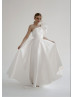 One Shoulder Ivory Satin Fashionable Wedding Dress